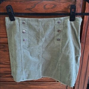 Green Corduroy Mini Skirt